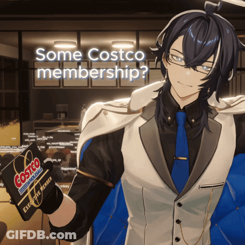 A Man In A Suit Holding A Costco Card GIF