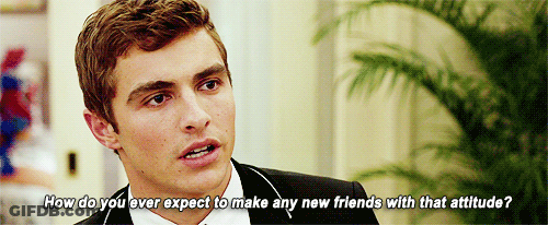 A Man In A Suit Is Asking How Do You Expect To Make Any New Friends With That Attitude GIF