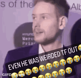 A Man In A Suit Is Crying With A Caption That Says Even He Was Weirded Tf Out GIF
