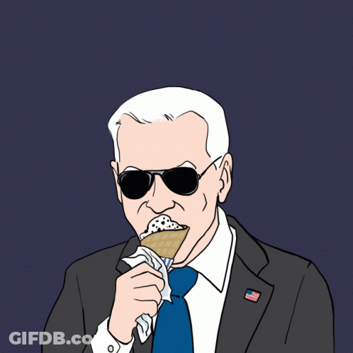 A Man In A Suit Is Eating An Ice Cream Cone With Sprinkles Coming Out Of His Head GIF