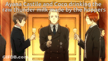 A Man In A Suit Is Holding A Glass Of Wine In Front Of A Group Of Men GIF