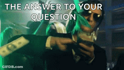A Man In A Suit Is Holding A Stack Of Money And Says The Answer To Your Question .. GIF