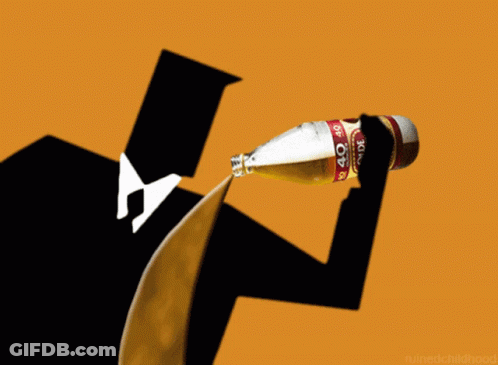 A Man In A Suit Is Pouring A Bottle Of King 'S 40 GIF