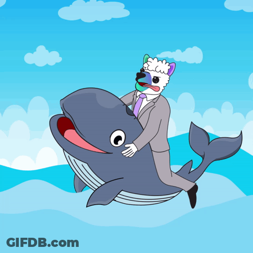 A Man In A Suit Is Riding A Whale In The Ocean GIF