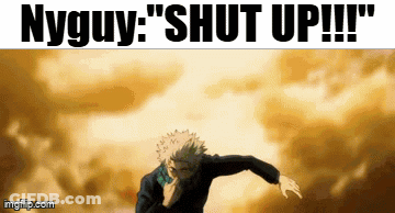 A Man In A Suit Is Running In Front Of A Cloudy Sky With The Words Nyguy 'Shut Up !!! GIF