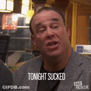 A Man In A Suit Is Saying Tonight Sucked In A Bar GIF
