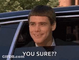 A Man In A Suit Is Sitting In A Car With The Words `` You Sure '' Written On The Screen . GIF
