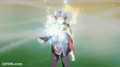 A Man In A Suit Is Standing In A Field With His Hand Outstretched GIF