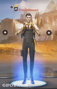 A Man In A Suit Is Standing In Front Of A Screen That Says Hamgerdr On It GIF