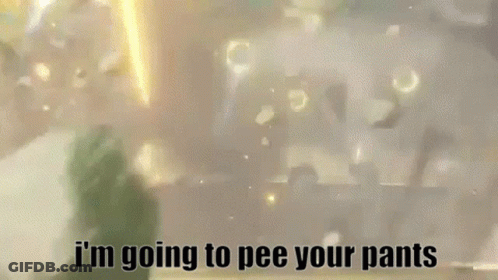 A Man In A Suit Is Standing In Front Of A Tree And Saying `` I 'M Going To Pee Your Pants '' GIF