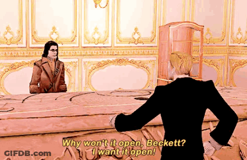 A Man In A Suit Is Talking To Another Man In A Suit In A Video Game . GIF
