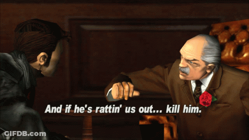 A Man In A Suit Is Talking To Another Man In A Video Game GIF