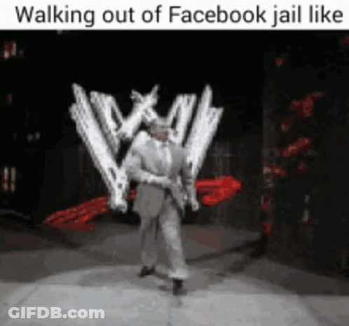 A Man In A Suit Is Walking Out Of A Facebook Jail GIF