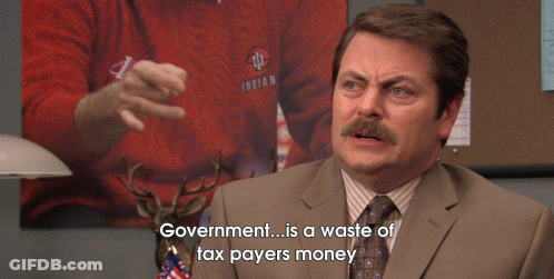 A Man In A Suit Says Government Is A Waste Of Taxpayers Money GIF