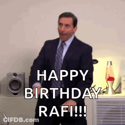 A Man In A Suit Says Happy Birthday Rafi !!! GIF