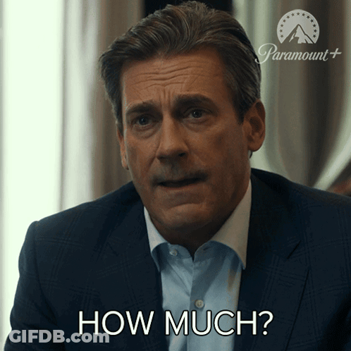 A Man In A Suit Says " How Much " Next To A Paramount Logo GIF