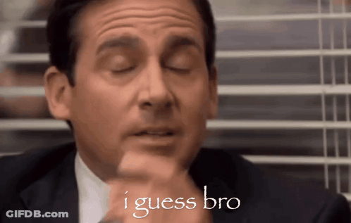 A Man In A Suit Says I Guess Bro With His Eyes Closed GIF