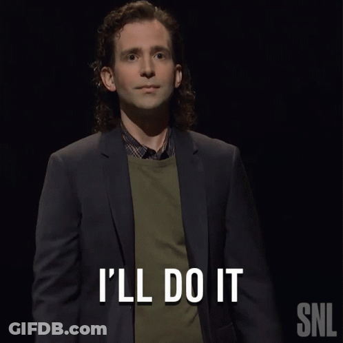 A Man In A Suit Says I 'Ll Do It In Front Of A Snl Logo GIF
