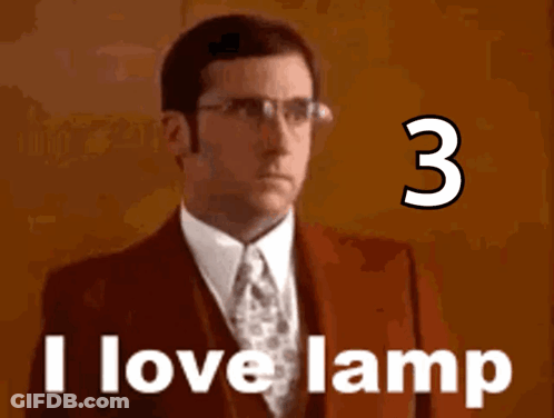 A Man In A Suit Says I Love Lamp GIF