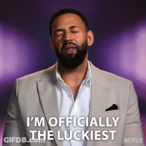 A Man In A Suit Says I 'M Officially The Luckiest Netflix GIF