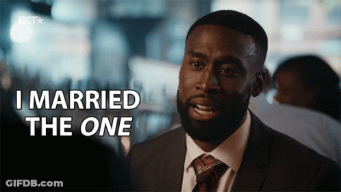 A Man In A Suit Says " I Married The One " GIF