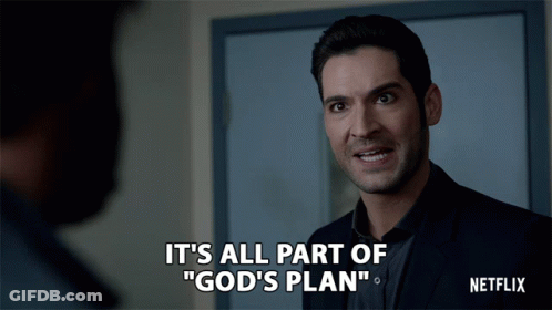 A Man In A Suit Says " It 'S All Part Of God 'S Plan " GIF