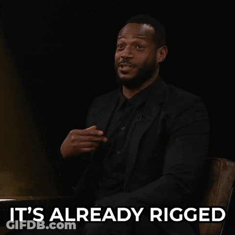 A Man In A Suit Says It 'S Already Rigged With His Hands GIF