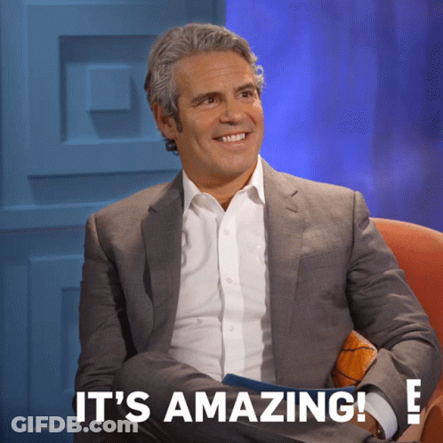 Man In Suit Says It's Amazing On Screen GIF