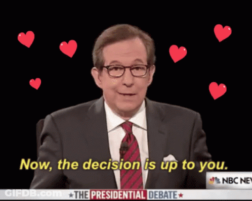 A Man In A Suit Says " Now The Decision Is Up To You " GIF
