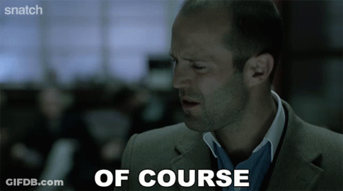 A Man In A Suit Says " Of Course " In A Snatch Ad GIF