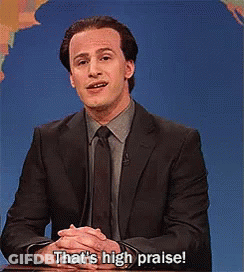 Man In Suit Says That's High Praise GIF