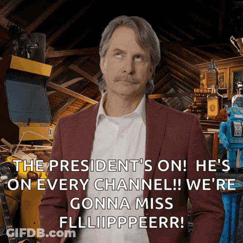 A Man In A Suit Says The President 'S On GIF