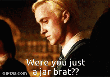 A Man In A Suit Says Were You Just A Jar Brat . GIF