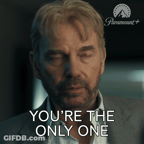 A Man In A Suit Says " You 'Re The Only One " In Front Of A Paramount Logo GIF