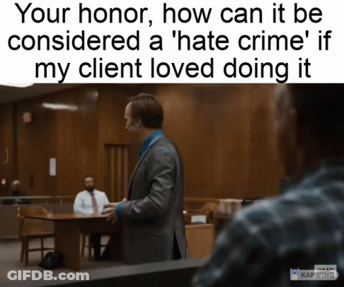 A Man In A Suit Stands In A Courtroom With A Caption That Says Your Honor How Can It Be GIF