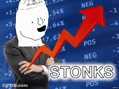 A Man In A Suit Stands In Front Of A Graph That Says Stoniks GIF