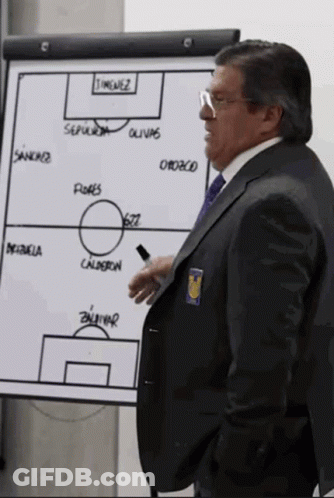A Man In A Suit Stands In Front Of A White Board That Says ' Timenez ' On It GIF