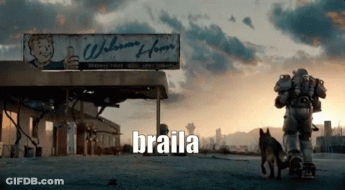 A Man In A Suit Walking A Dog In Front Of A Welcome Home Sign GIF