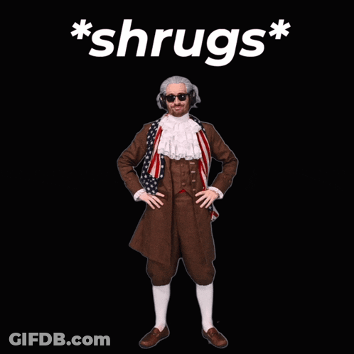 A Man In A Suit With The Word Shrugs On The Bottom GIF