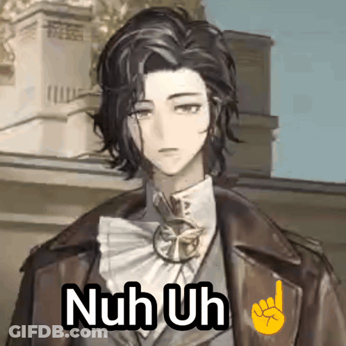 A Man In A Suit With The Words Nuh Uh Written On His Face GIF