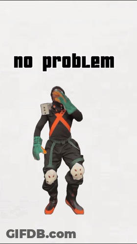 A Man In A Superhero Costume Is Dancing With The Words " No Problem " Written Above Him GIF