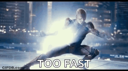 A Man In A Superhero Costume Is Running Through The Air With A Lightning Bolt Coming Out Of His Mouth . GIF