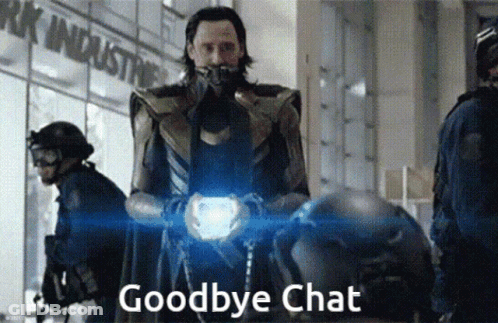 A Man In A Superhero Costume Is Saying Goodbye Chat While Holding A Sword . GIF