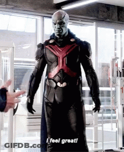 A Man In A Superhero Costume Is Saying I Feel Great GIF