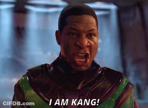 A Man In A Superhero Costume Is Screaming And Saying " I Am Kang " GIF