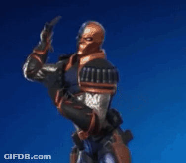 A Man In A Superhero Costume Is Standing In Front Of A Blue Sky With His Arms Outstretched . GIF