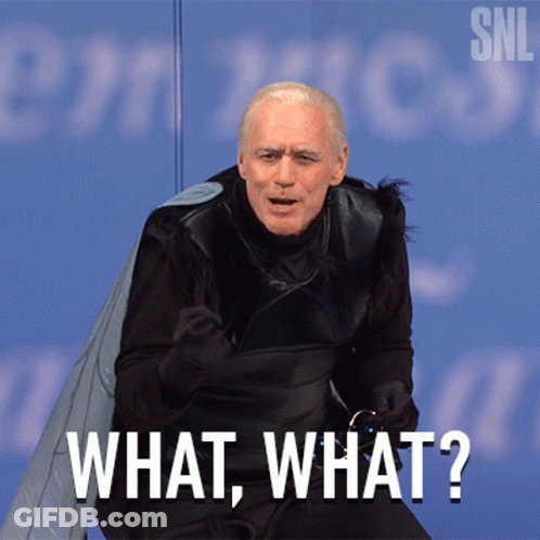 A Man In A Superhero Costume Says What What On A Blue Background GIF