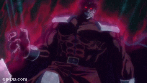 A Man In A Superhero Costume With Red Eyes GIF
