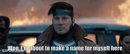 A Man In A Superhero Outfit Says Woo I 'M About To Make A Name For Myself Here GIF