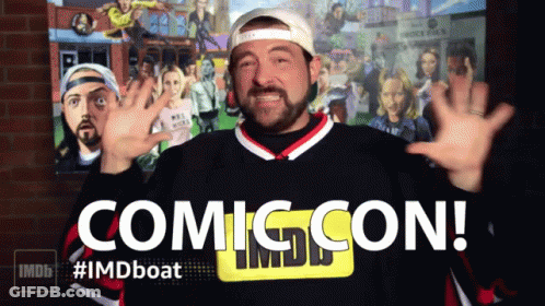 A Man In A Sweater That Says Comic Con GIF